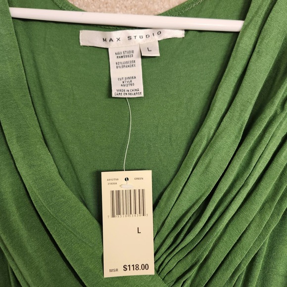 Max Studio Green Revive Wrap Long Sleeve Fit & Flare Dress Size Large NWT - Picture 6 of 6